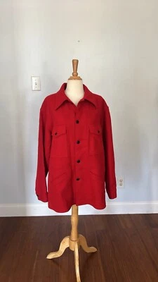 Vtg Pendleton Chore Jacket Mens L Red Virgin Wool Shacket Made in USA Workwear - Image 1 of 4