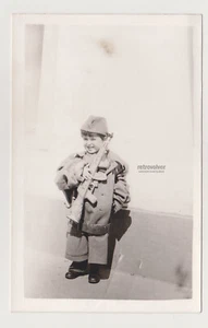 Vintage Child Boy Soldier Outfit Toy Gun AK-47 Partisan Historic Costume Photo - Picture 1 of 7