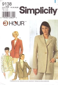 Giacca Simplicity 9138-Misses Relaxed Fit con fodera opzionale e colletto a scialle 14-20 - Foto 1 di 5