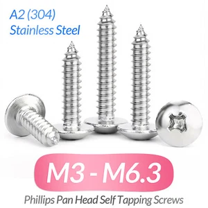 304 A2 Stainless Steel Phillips Pan Head Self Tapping Screws Tappers Pozi Pili - Picture 1 of 139