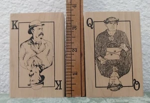 River City Rubber Works Rubber Stamps Playing Cards King #1882-N & Queen 1883-N - Imagen 1 de 3