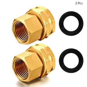 2 Pcs Garden Hose Fitting 3/4" Female GHT Swivel x 1/2" Female NPT Pipe Brass - Picture 1 of 10