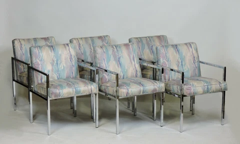 Six Design Institute of America DIA Mid Century Modern Chrome Dining Chairs Cover