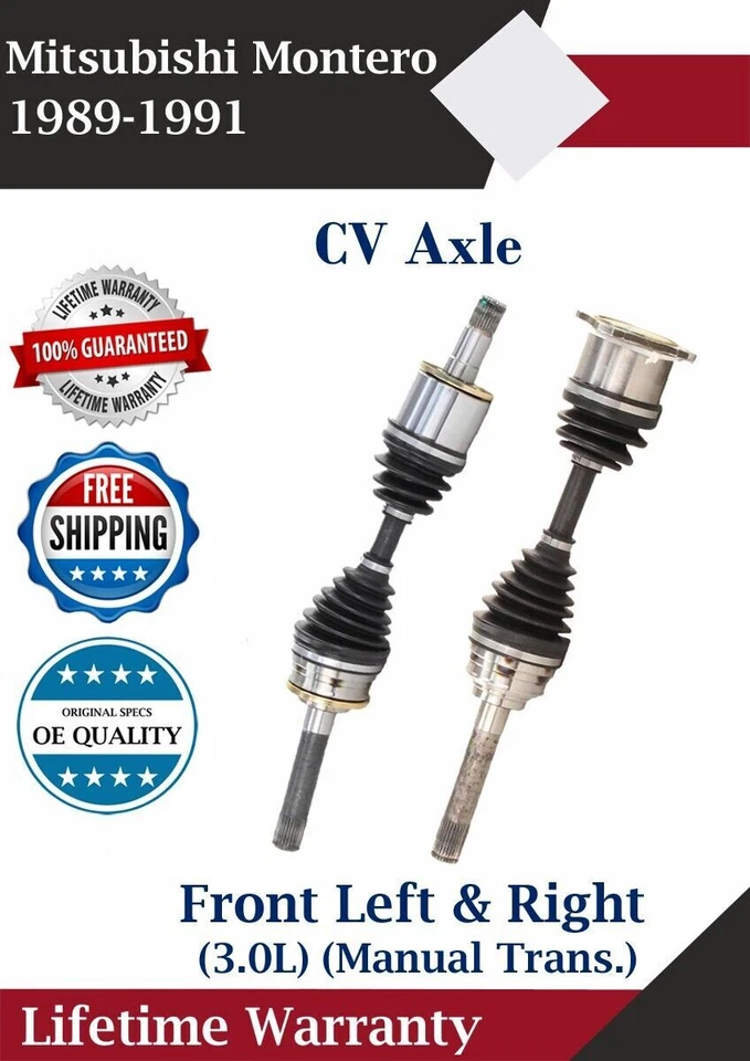 Ejes CV delanteros para Mitsubishi Montero 1989-1991 transmisión manual Garantía de por vida Foto 1 de 4