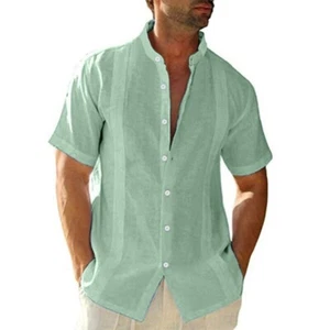 BEOTYSHOW Linen Button Down Shirts for Men - Picture 1 of 7
