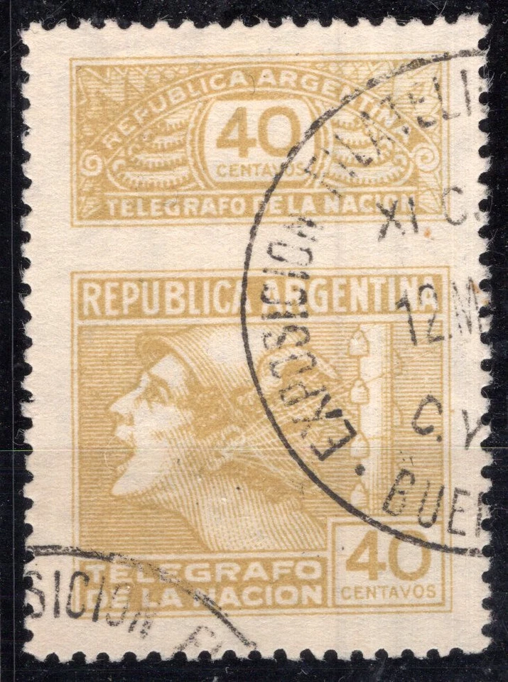 ARGENTINA, 1930, TELÉGRAFO, CAT GJ #10, CANCELACIÓN DE EXPOSICIÓN, USADO, Foto 1 de 1
