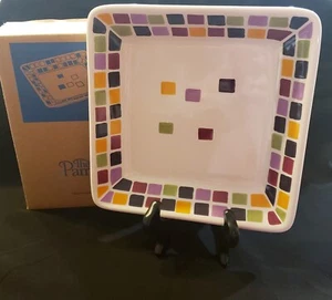 Pampered Chef Plate Retired Mosaic Tiles NIB 7" Square #2024 Simple Additions - Picture 1 of 6