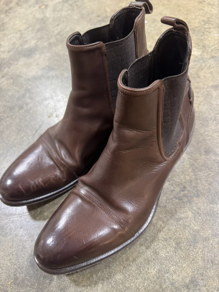 Botas Chelsea Roberto Cavalli Couro 6237 Marrom Masculina Tamanho 41.5 MSRP $249 - Imagem 1 de 4