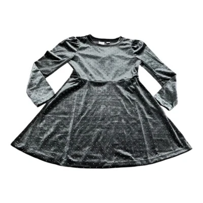 GAP Girls Velvet Skater Dress, Gray Gold, Size XS 4-5, NEW - Image 1 of 4