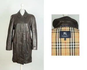 -Ladies Burberry London Leather Nova Check Black Trench Coat Jacket Size US 8 - Picture 1 of 14