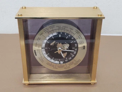 Vintage Seiko World Time Zone  Airplane Second Hand Quartz Desk Mantel Clock Cover