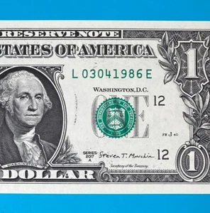 March 4, 1986 / 3 April 1986 (L 03041986 E) BIRTHDAY $1 One Dollar Bill *UNC* - Picture 1 of 3