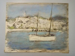 BARBIER ANDRE(1883-1970)-AQUARELLE, CRAYON ET PASTEL ORIGINALE-MENTON-XXEME - Picture 1 of 1