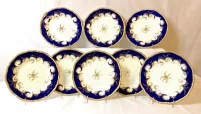 Set of 8 Antique Gilman Collamore Coalport 10.25" Dinner Plates England New York - Image 1 of 4