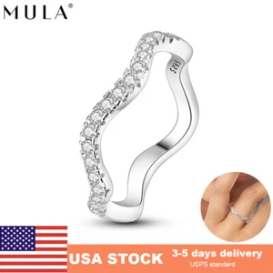 MULA Simple Streamline Finger Ring AAA CZ 925 Sterling Silver For Women Jewelry - Picture 1 of 7