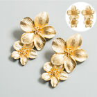 Flower Earrings Fashionable Needle Female Petal Eardrops Earring Shiny Gold
