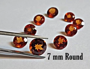 7 mm Hessonite Garnet Round Cut Gemstone Hessonite garnet round lot good finish - Picture 1 of 3