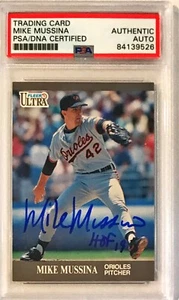 1991 Fleer Ultra Mike Mussina Signed Rookie Auto RC Card #U4 PSA/DNA Slabbed - Picture 1 of 1