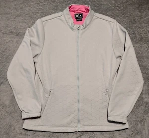 Adidas Coat Women's Size Large Fleece Lined Light Gray Full Zip Climawarm Jacket - Picture 1 of 9