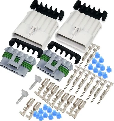 2-PACK Delphi Metri-Pack 280 Series 5 PIN Connector w/10-12 AWG Sealed Set - Image 1 of 4