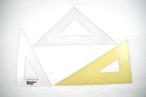 Set of 3 Three Drafting Triangles 11" 10" and 8" Isosceles Right Angle - Picture 1 of 4
