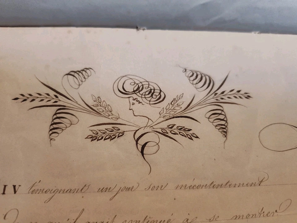 ANTIQUE CALLIGRAPHY WITH FOLK ART AND FLOURISHES 19TH CENTURY 10 PAGES EPHEMERA - Image 1 of 4