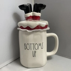 Christmas Mug Rae Dunn Bottoms Up Santa Claus Cup with Topper NEW - Picture 1 of 7