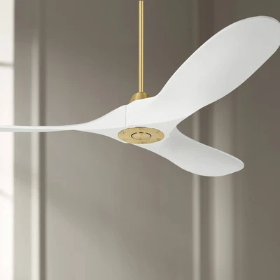 52" Visual Comfort Maverick II Brass White DC Ceiling Fan with Remote - Image 1 of 3