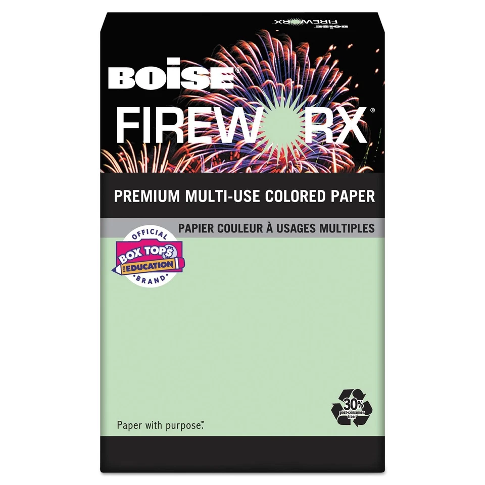 Boise Fireworx Colored Paper, 24 Lbs, 8-1/2 x 11 Inches, Popper-Mint Green, 500 - Image 1 of 1