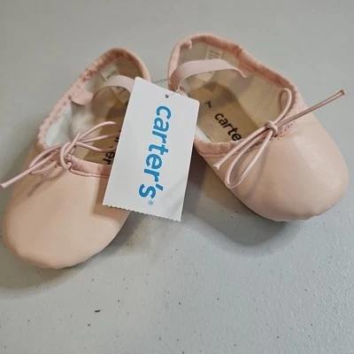 NUEVO NUEVO CON ETIQUETAS Carter's Zapatos Planos de Ballet Infantil Niña Rosa Lazo Elástico Bebé Talla 7  Foto 1 de 4