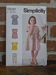 Simplicity Sewing Pattern 10985 / 9280 Girls Dress Top Leggings Size 3-8 - Picture 1 of 9