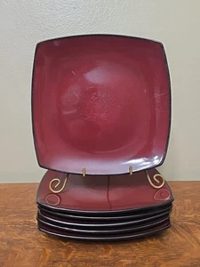 Better Homes and Garden rot/schwarz große Teller quadratisch 10,5" 6er Set - Bild 1 von 23