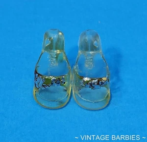 RARE Vintage Barbie Doll Clear Gold Glitter OT Heels / Shoes Japan ~ 1960's - Picture 1 of 6