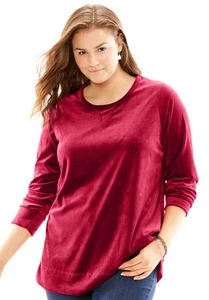 Woman Within Women's Plus Size Plush Velour Tunic Sweatshirt - Picture 1 of 11