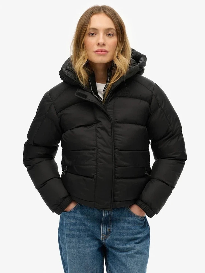 Superdry Womens Black Hooded 5 Baffle Puffer Jacket  rrp £95 - Image 1 of 4