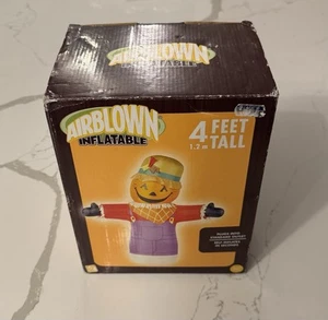 Gemmy 4 Feet Tall Airblown Inflatable Pumpkin Farmer Halloween Fall Autumn - Picture 1 of 4