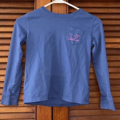 Vineyard Vines Kids Long Sleeve Pink Whale T-Shirt Tee Size Small (7-8) - Image 1 of 4