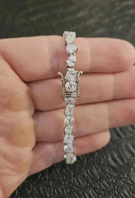 6 Ct Multi Cut Lab Created Diamond Tennis Bracelet 7" 14k White Gold Over - Image 1 of 4