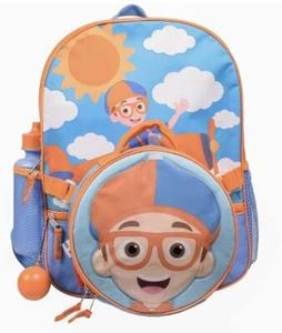 Blippi Toddler Kids Backpack Travel Set -Pockets, Lunch Box, Bottle, Squish Ball - Picture 1 of 4