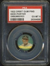 1932 PR3 Orbit Gum Pins UnNumbered Dick Porter PSA 6 Cleveland Indians