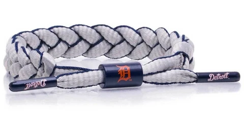 Rastaclat Baseball Detroit Tigers Infield Braided Bracelet - Gray & Navy Cover