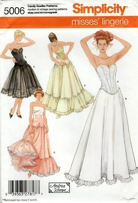 Simplicity 5006 Corset, 4 Styles of Petticoats & Underskirt Sz 6-12 UC Lingerie - Image 1 of 4