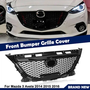 Front Bumper Grille Honeycomb Grill Mesh For Mazda 3 Axela 2014-2016 Black - Picture 1 of 11