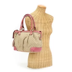 GUCCI Schultertasche Handtasche 247902 Diamante Sukey Canvas Leder Rosa Beige... - Bild 1 von 10