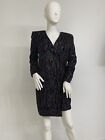 Azzaro Ateliers Couture Black Velvet Hand Sequined Dress Made In France Fits 0