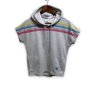 Adidas 3-Stripes Youth Girls Striped Sleeveless Drawstring Hoodie Gray Size XL - Picture 1 of 5