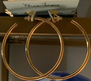 Mia Fiore made in Italy 18K gold plated bronze 2.4” Hoop Earrings NWT - Picture 1 of 3