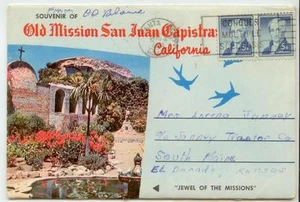 Postal plegable de Santa Ana California 1963 con edición Liberty de 5 quilates pr - ¿correo aéreo? - Imagen 1 de 1