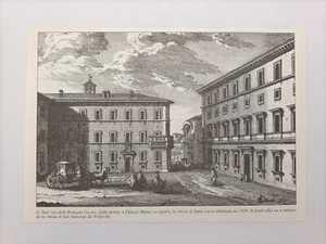 Clipping Illustrazione Roma Giuseppe Vasi Panoramica Via delle Botteghe Oscure - Foto 1 di 1