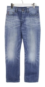 Pantalones de mezclilla para hombre Hugo Boss calce regular W32/L32 bigotes botón mosca azul desteñido - Imagen 1 de 12